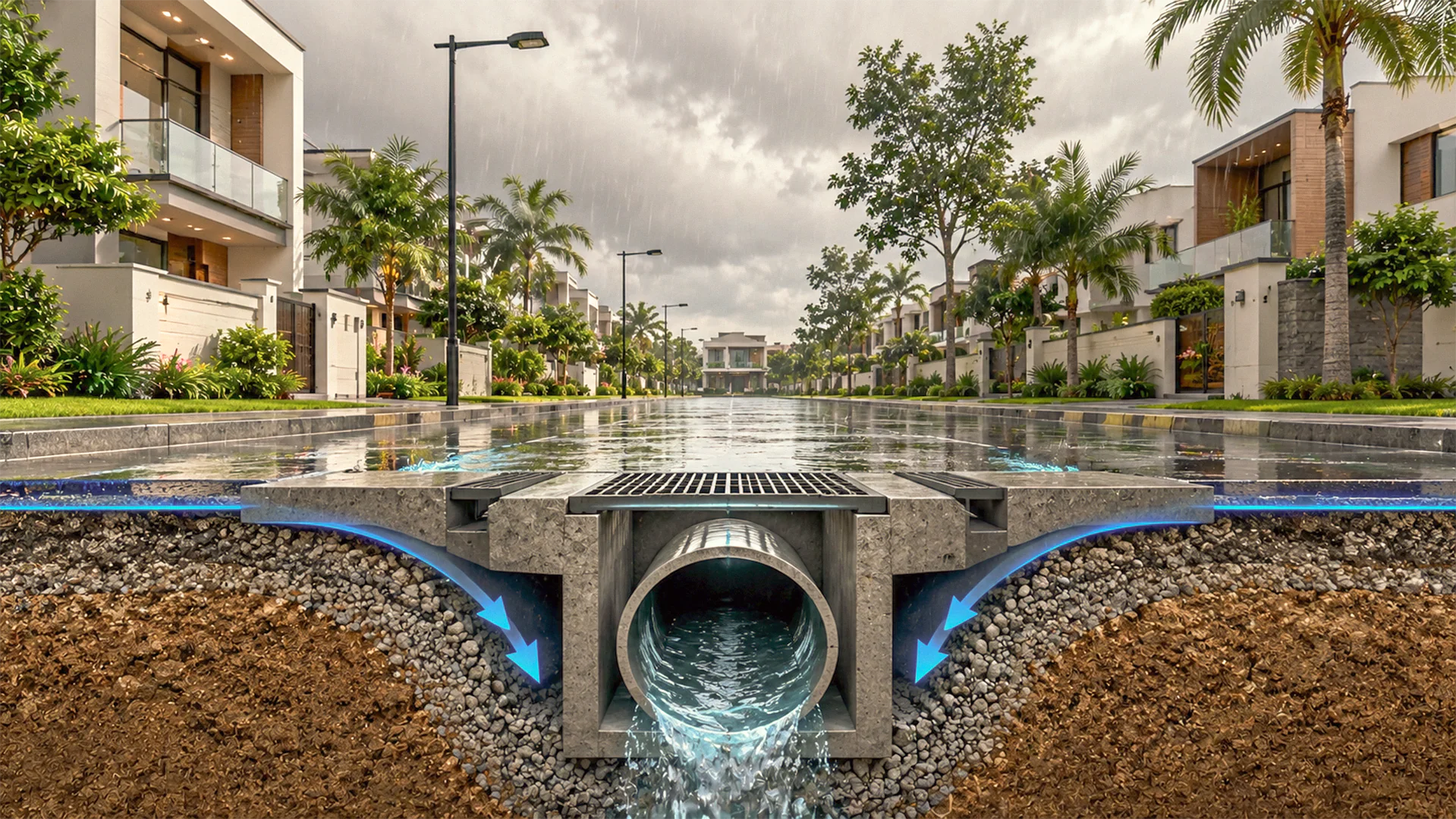 Stormwater drainage for residential plots in Madambakkam