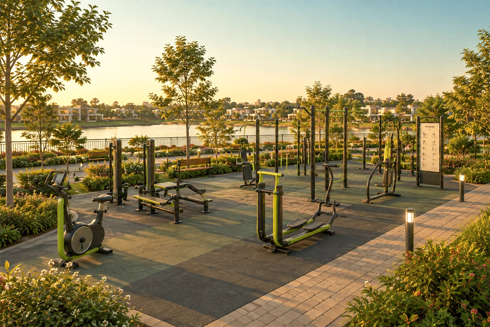 Outdoor gym at Ocean Wave premium plots in Madambakkam